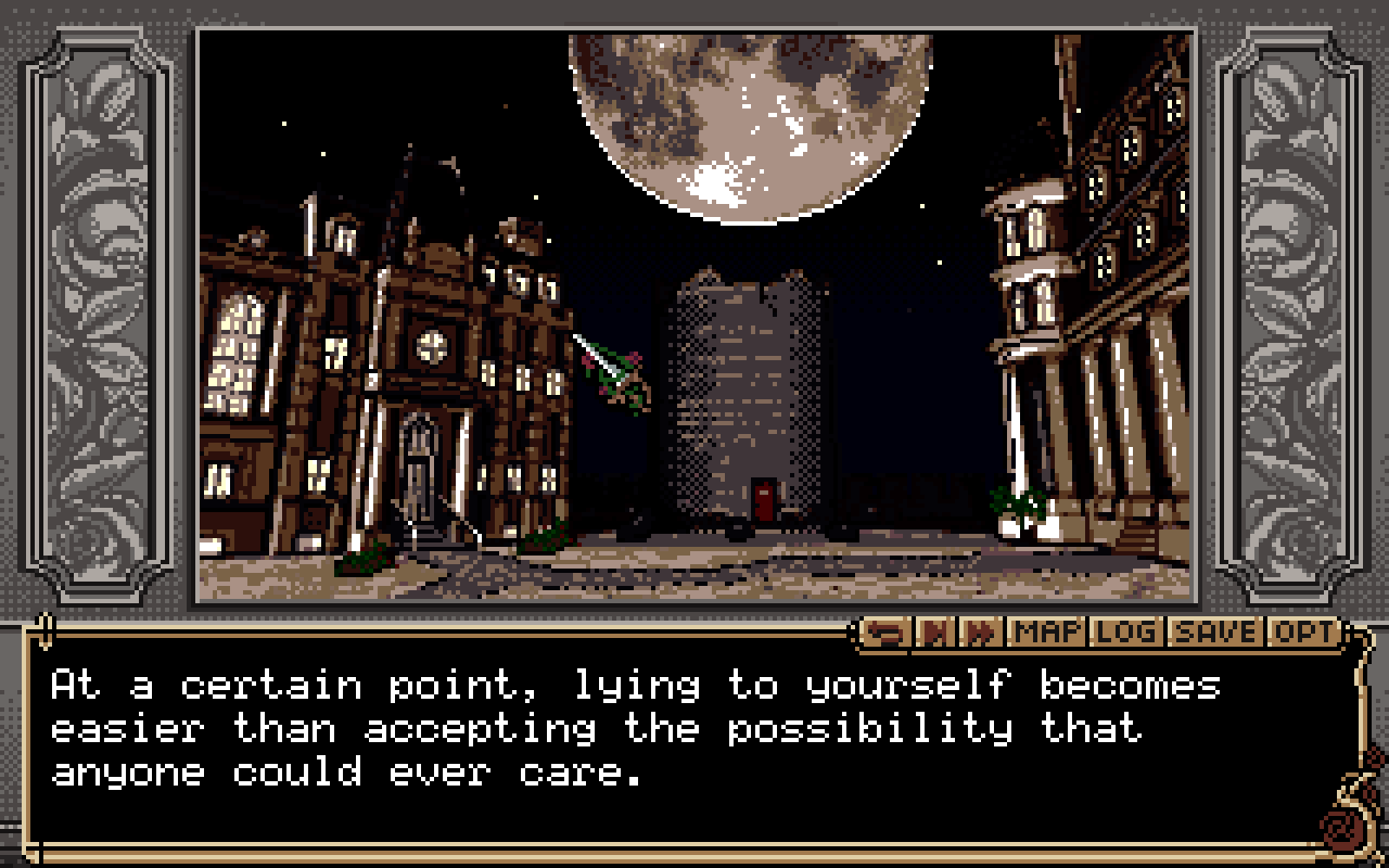 At a certain point, lying to yourself becomes easier than accepting the possibility that anyone could ever care. Moonlight Duelists screenshot